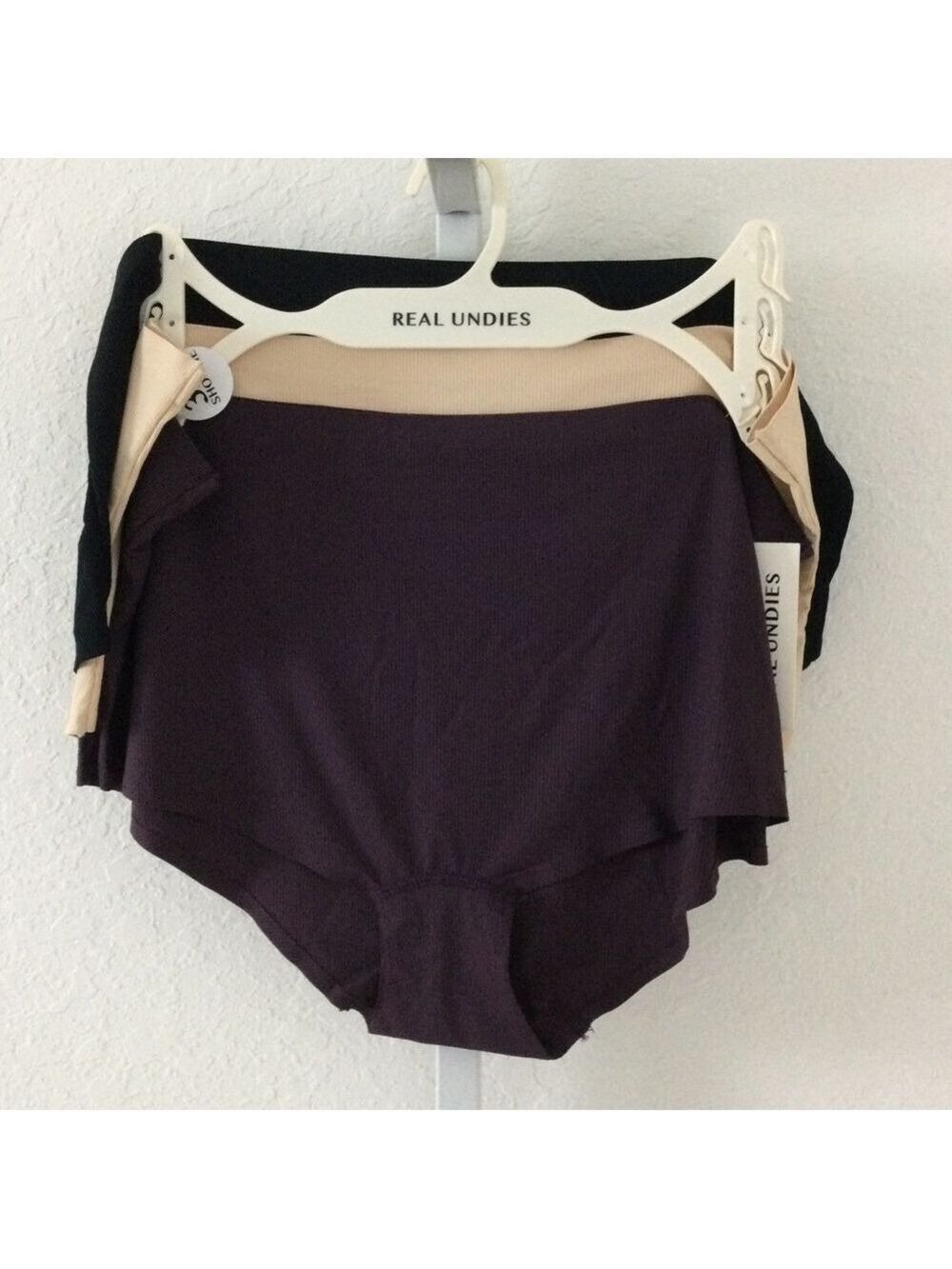 Real Undies 3 pack shorties purple cream black Woman’s size 1X